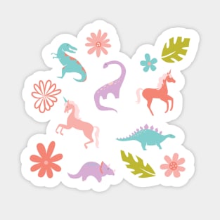 Dinosaurs + Unicorn - Light Sticker